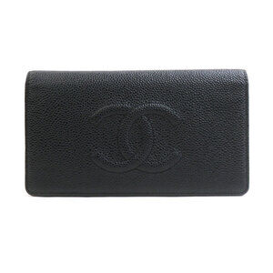 CHANEL Authentic Black Caviar Leather Wallet